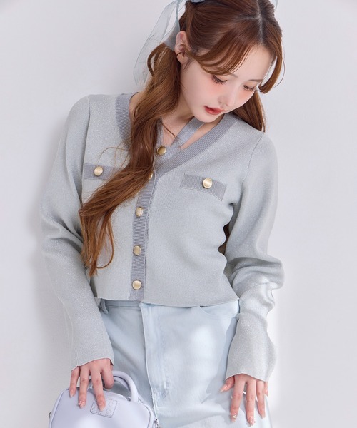 one after another NICE CLAUP カーディガン セット対応/配色ニット