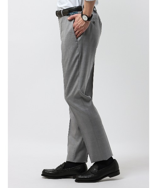 スラックス テーパードパンツ 尾州 SUPER100's ウールトロピカル 無地