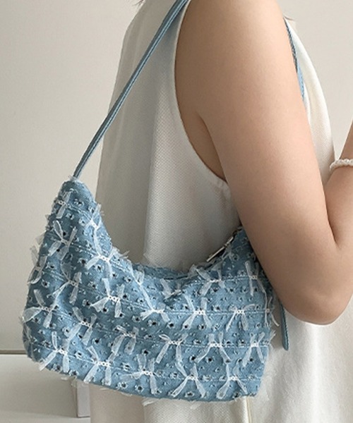 ショルダーバッグ バッグ チュールデニムショルダーバッグ レディース
