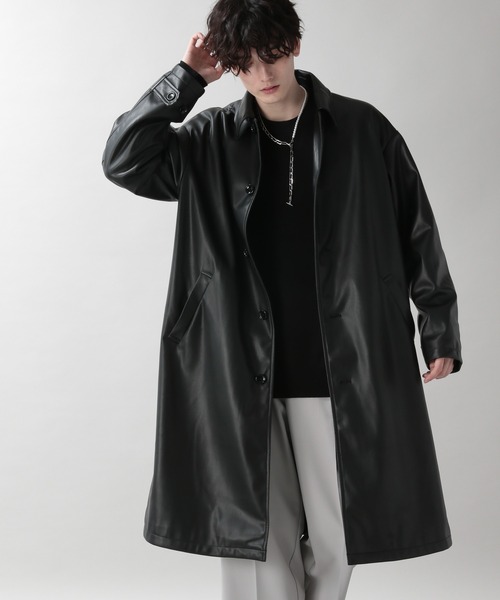 RAGEBLUE（レイジブルー） ステンカラーコート シンセティックレザー