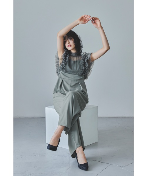 niana（ニアナ） パンツドレス フリルハイウエストワイドパンツドレス