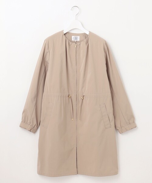 ノーカラーコート コート 「洗える・撥水」マイクロタフタ ノーカラー