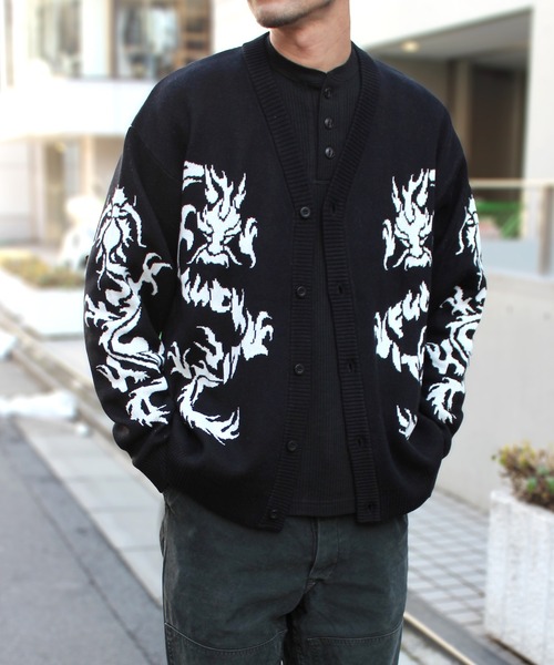 HUF（ハフ） カーディガン TWIN DRAGON CARDIGAN カーディガン ユニ