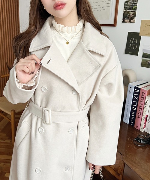 トルネードマート ホワイト トレンチコート 羊革 トルネードマート