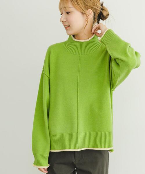 TFW49 緑色 ハイネックニットセーター TFW49 緑色 ハイネックニット