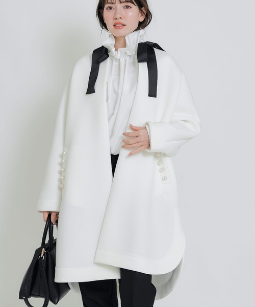 PICCIN PERLA ノーカラーコート コート パールポケットコート