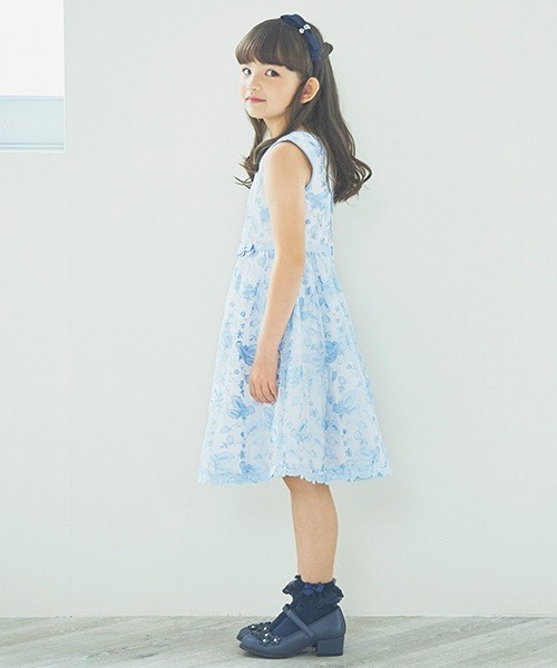mezzo piano ワンピース 花柄刺しゅうレースワンピース キッズ 子供服