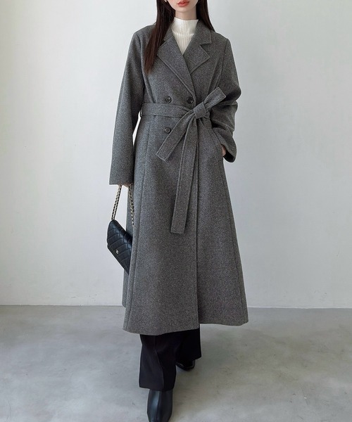 Meiru コート チェスターコート ダブルボタンフレアロングチェスター