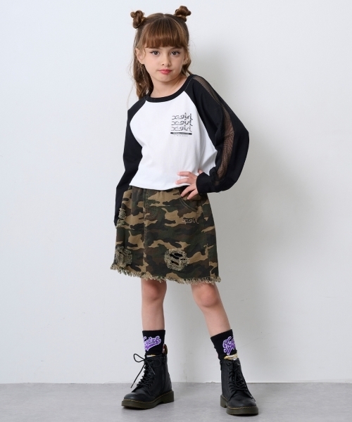X-girl Stages（エックスガールステージス） スカート クラッシュ加工