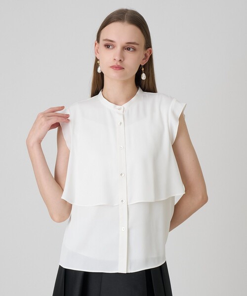 ANAYI（アナイ） ブラウス シャツ バックサテンノースリーブブラウス