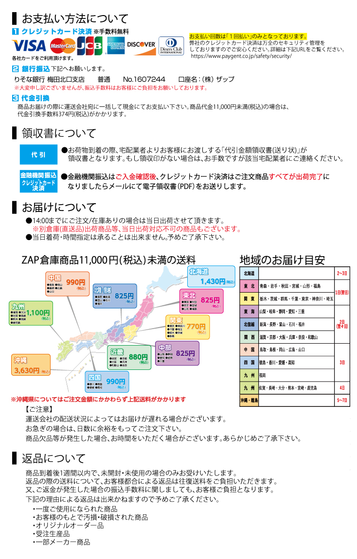 ご利用案内 | 株式会社ZAP(ザップ) 梱包資材(梱包クラブ)・店舗備品