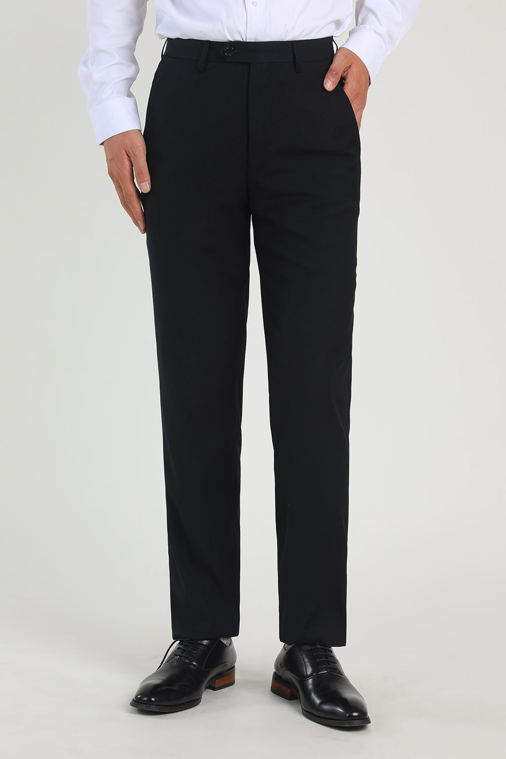 ZAPAKA Black High Waisted Straight Leg Suit Pants Mens for Wedding