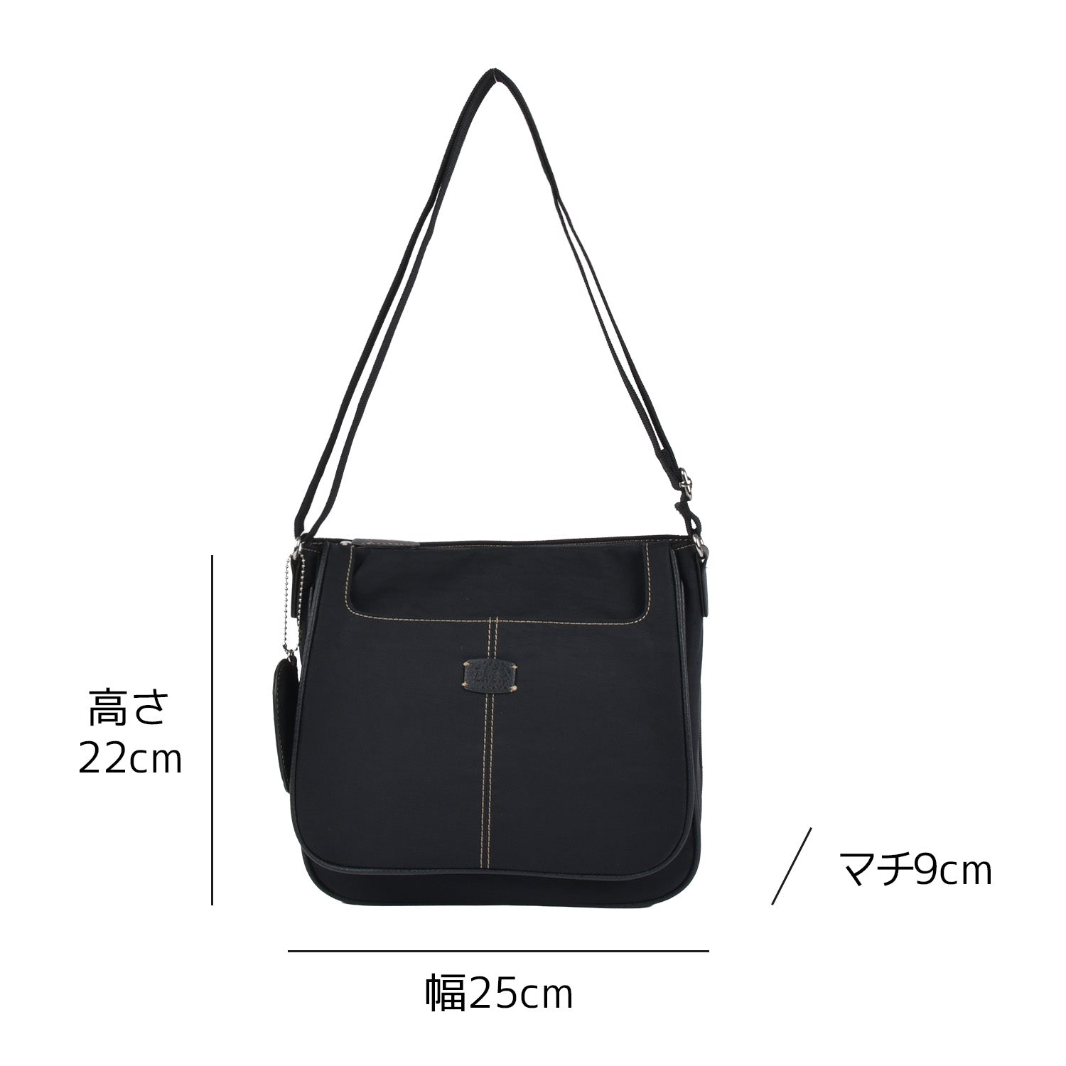 ZAZA シワナイロンリンゴチャーム付きショルダーバッグ EL5702