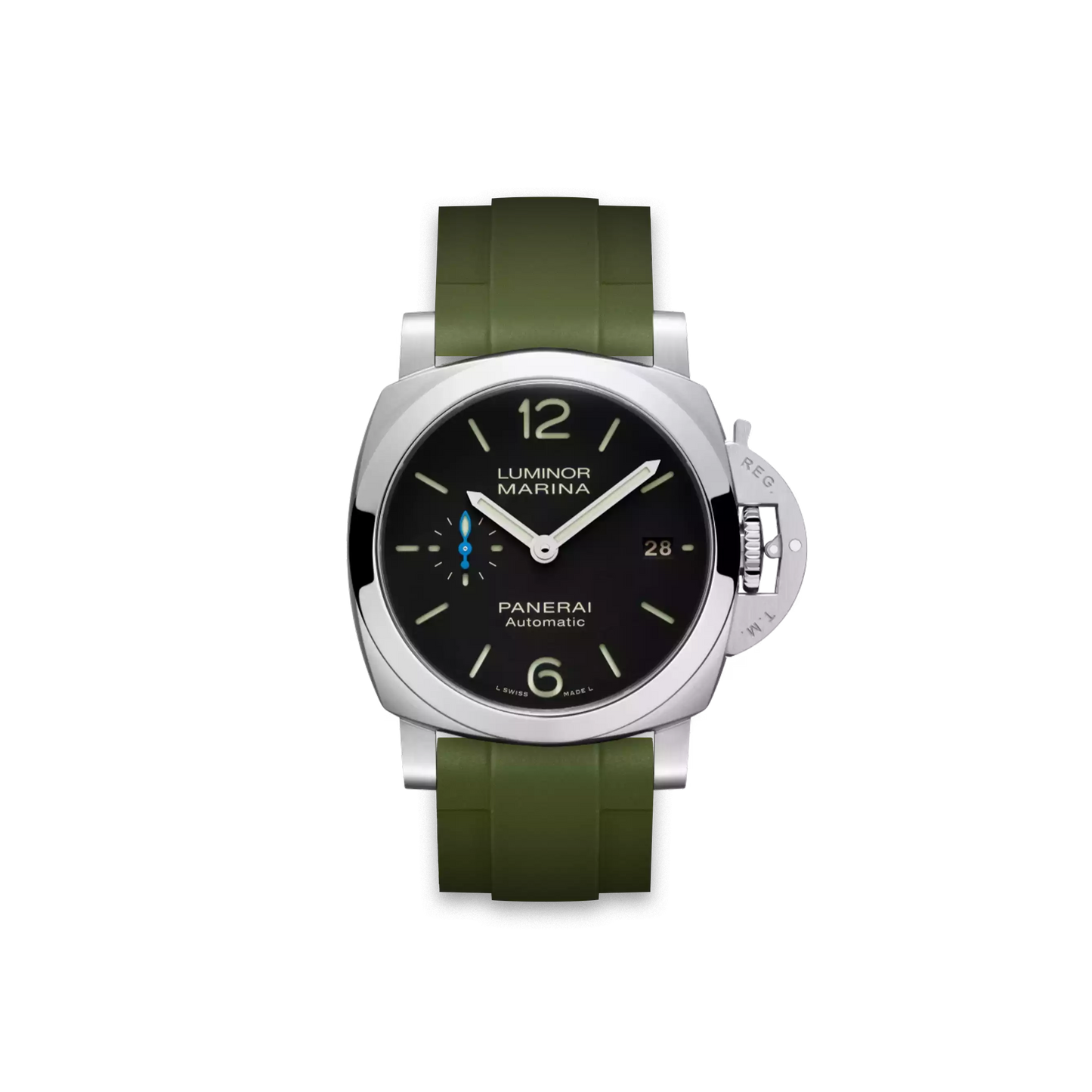 22mm Straight Rubber Strap For Panerai® Luminor Quaranta Black