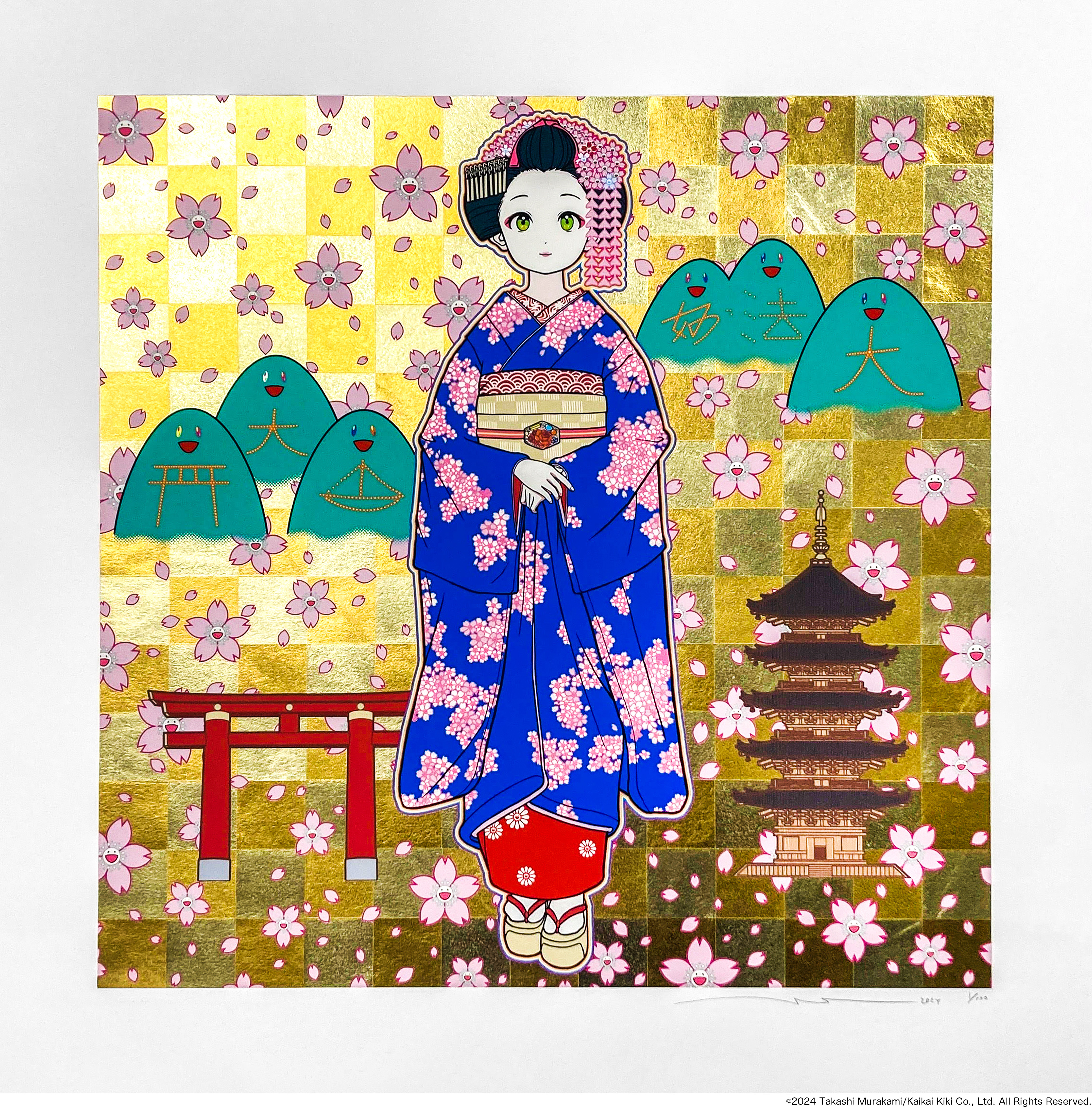 京都の舞妓さん 青に桜 村上隆 村上隆 ポスター もののけ京都 京都の