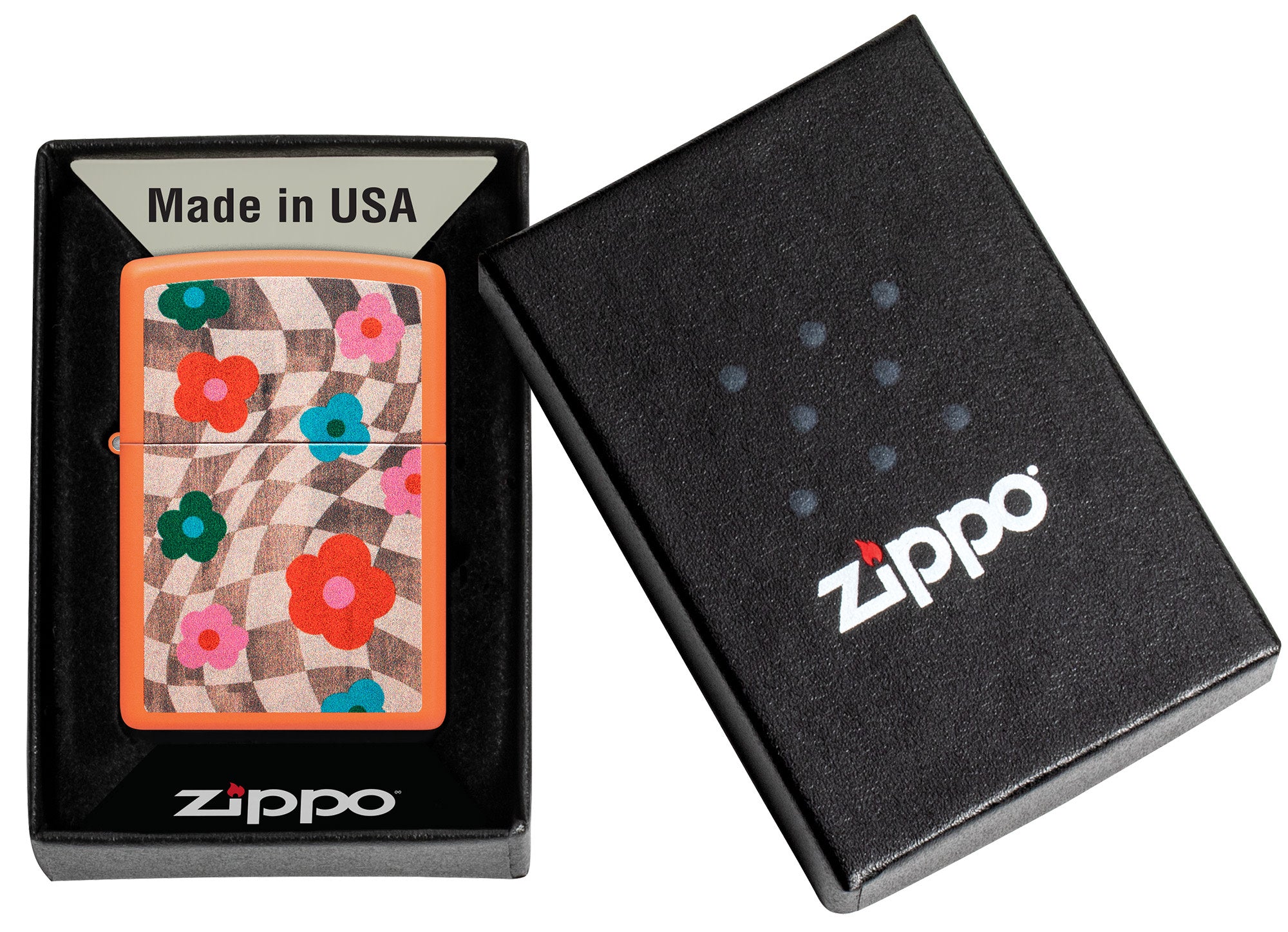 Zippo Wavy Flower Design Orange Matte Windproof Lighter – Zippo USA