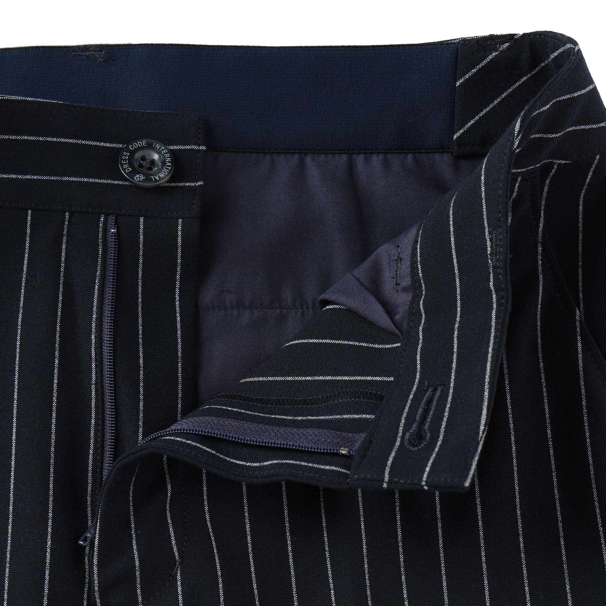 WOMEN マイクロピーチチョークストライプ ロングパンツ ミッドナイト