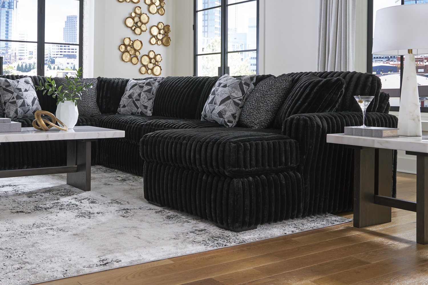 Midnight-Madness 4-Piece Sectional With Right Chaise - Georgia