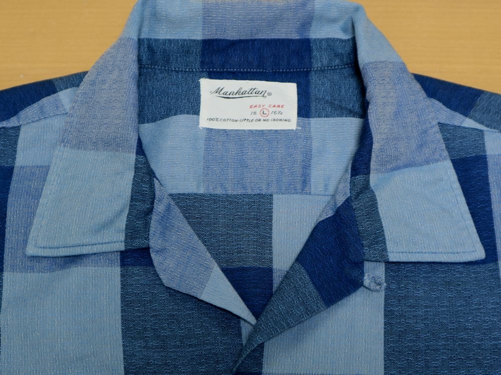 美品! 50s 60s Manhattan ブロック チェック ビンテージ オープン