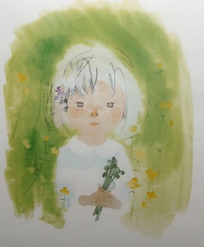 いわさきちひろ「わらびを持つ少女」 いわさきちひろの絵画,版画を販売