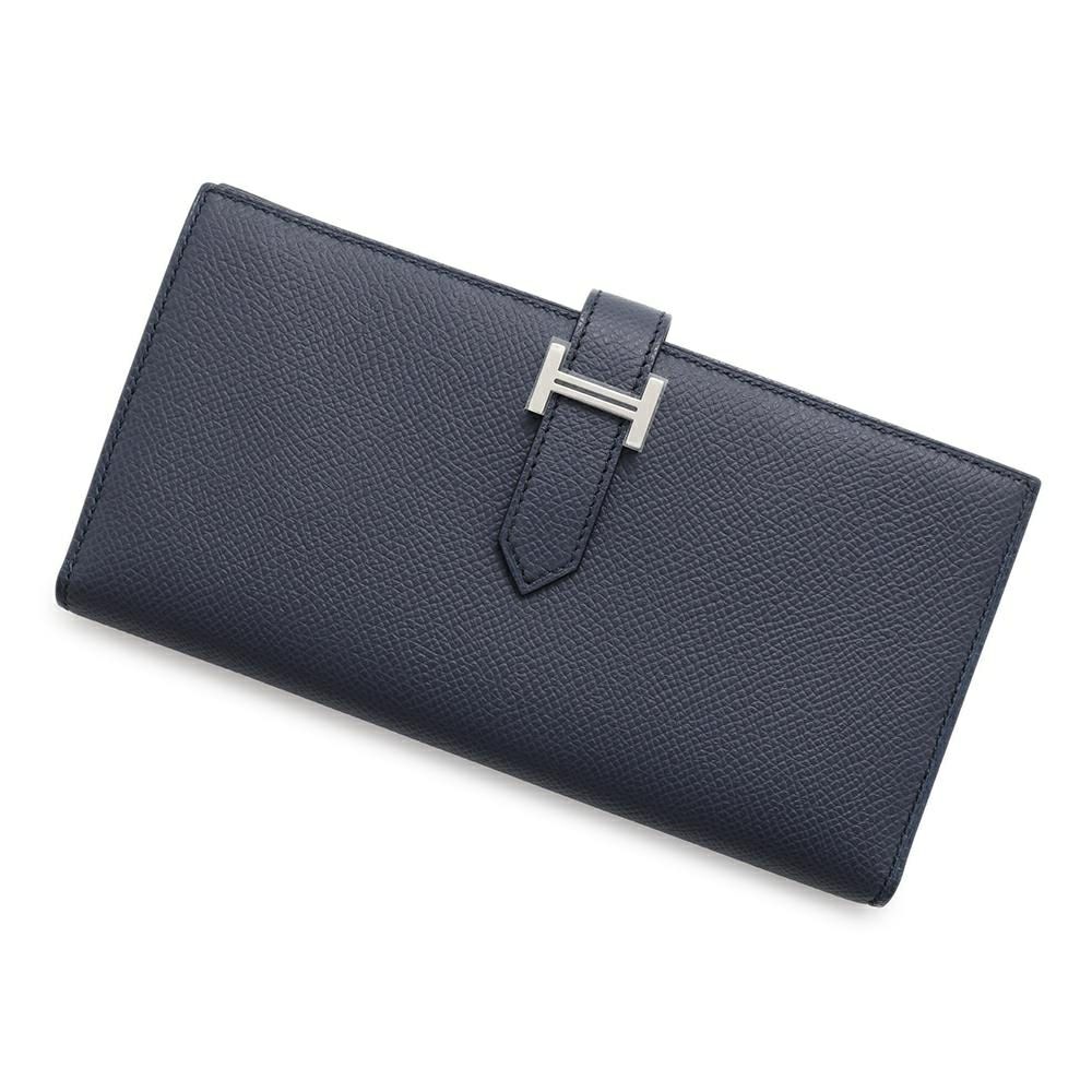 エルメス 長財布 ベアンスフレ ブルーインディゴ/シルバー金具