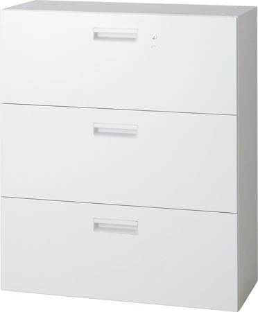 収納家具 スチール製 システム収納L6 収納庫 ラテラル 3段 幅90 奥行45