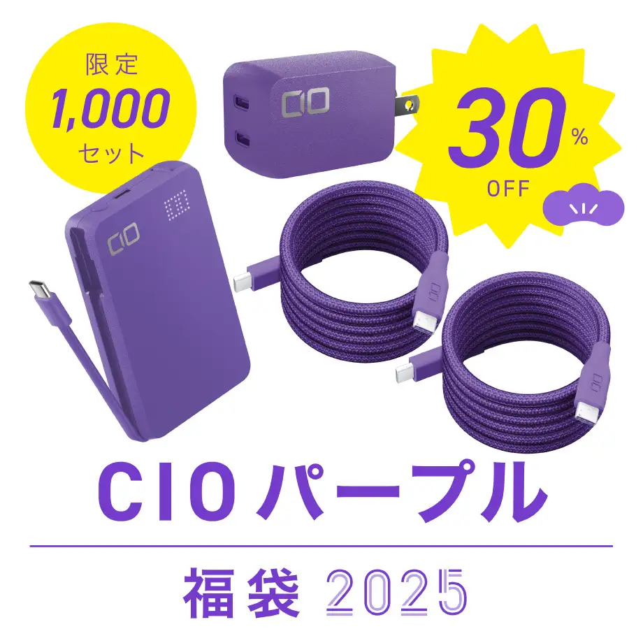 福袋】大阪守口発「CIO」 USB Type-C充電器など「紫色」だらけの福袋を