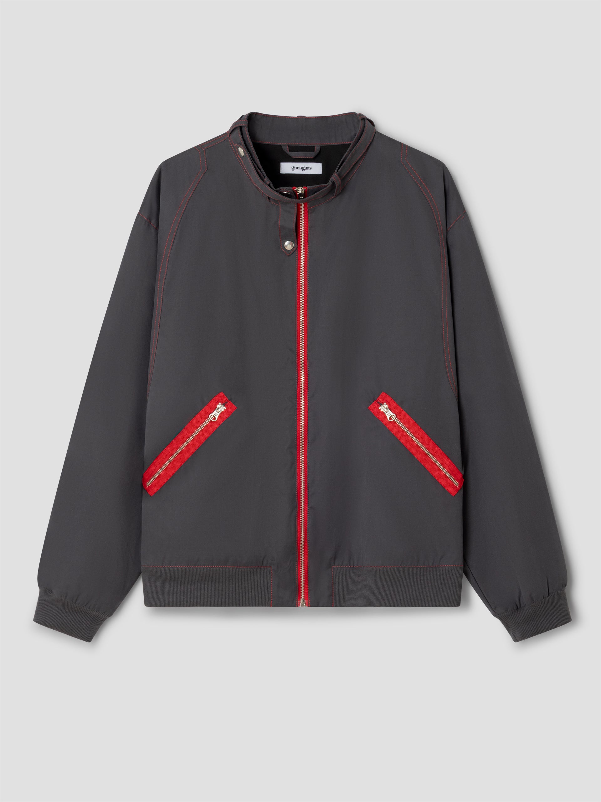 Unisex dark grey bomber jacket with red contrast – Gimaguas