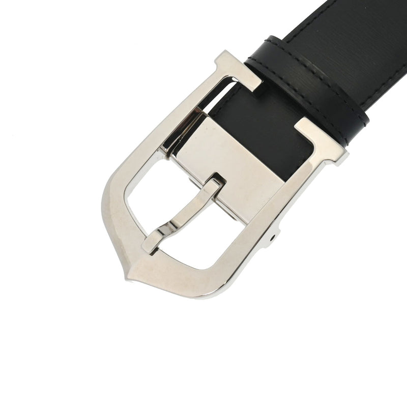 カルティエCアロンジェ 黒/茶 シルバー金具 メンズ カーフ ベルト