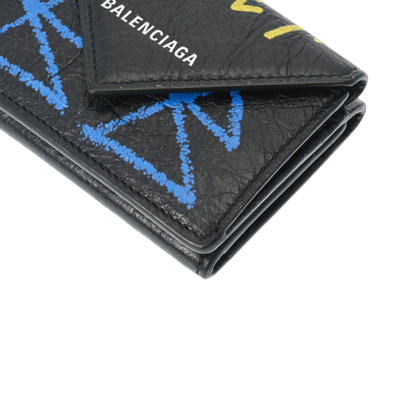 バレンシアガペーパー ミニ ウォレット グラフィティ 黒/マルチカラー