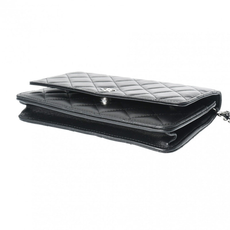 シャネルチェーンウォレット 42976 黒 シルバー金具 レディース