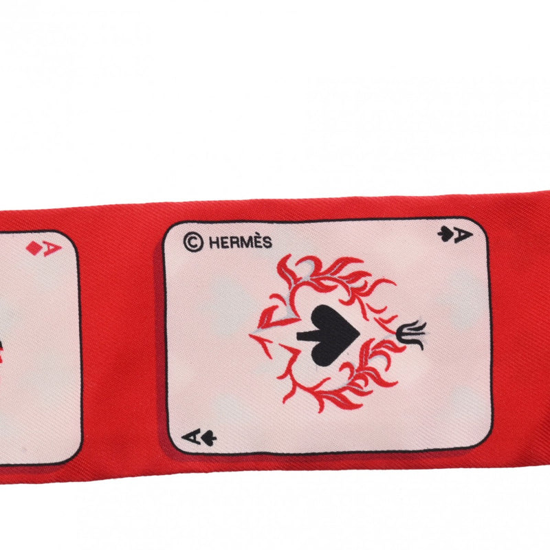 エルメスツイリー JEU DE CARTES トランプ柄 レッド レディース シルク