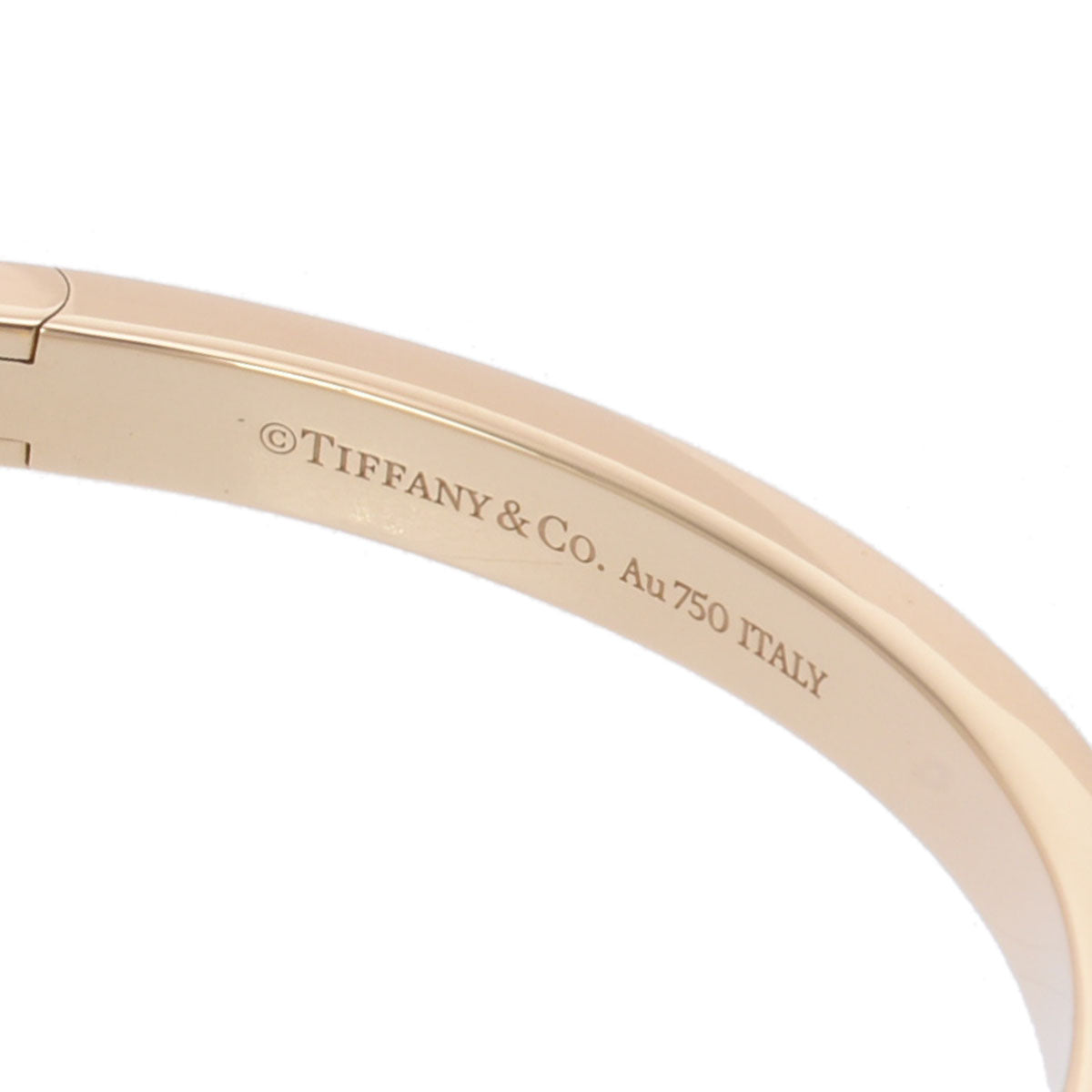 ティファニー Tワン ワイド ヒンジ バングル レディース K18イエロー