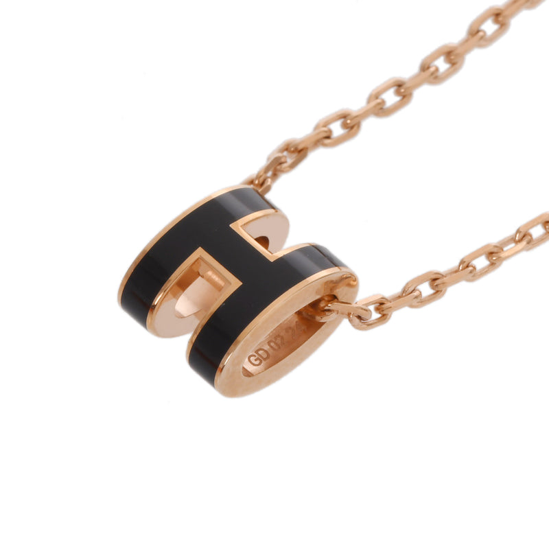 エルメス ミニポップアッシュH ネックレス ブラック ピンクゴールド