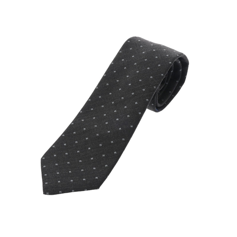 エルメスH織り アントラシト/グレー メンズ シルク100％ ネクタイ