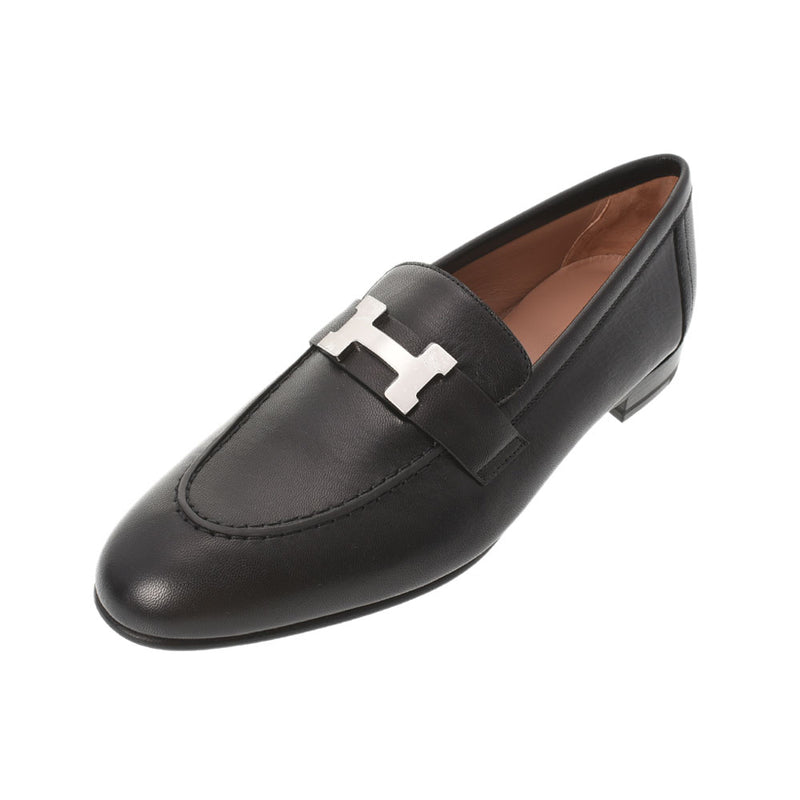 エルメスローファー H金具 サイズ37 1/2 黒 シルバー金具 レディース