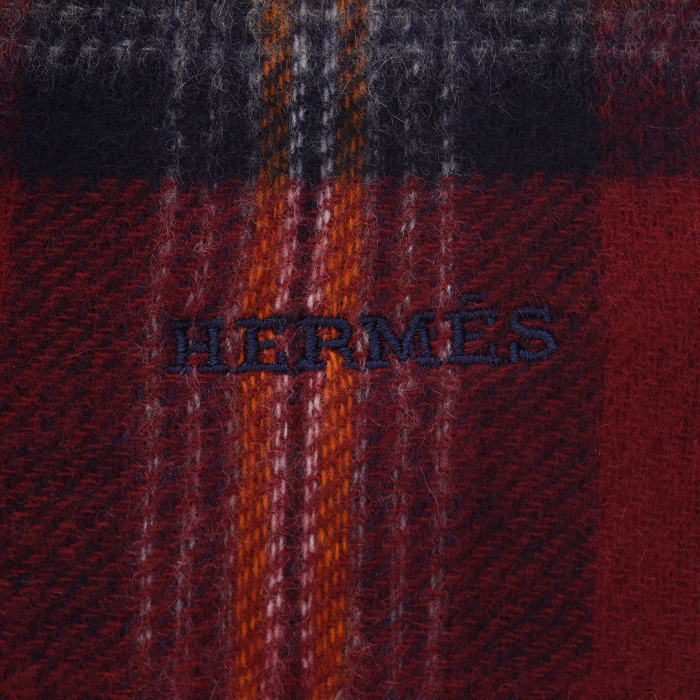 エルメスチェック柄 赤/紺 ユニセックス マフラー HERMES – 銀蔵オンライン