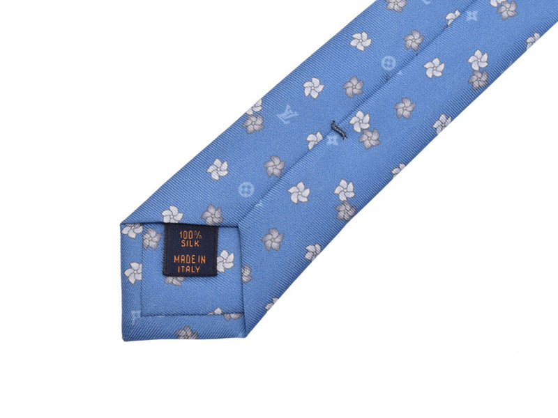 中古 ルイヴィトン ネクタイ クラヴァット LV ブルー系 シルク100