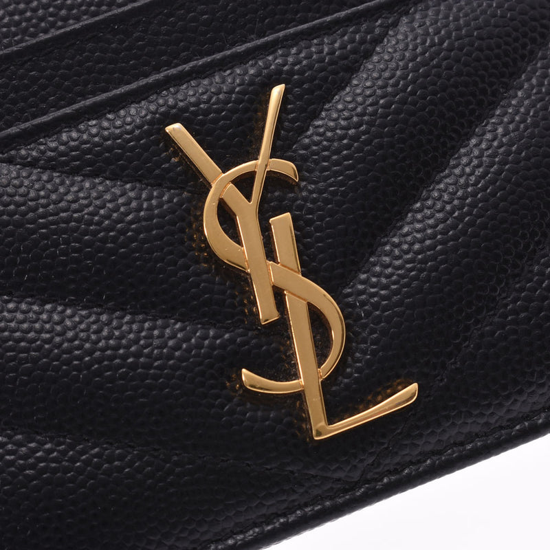 サンローランカードケース 黒 ゴールド金具 ユニセックス レザー パス