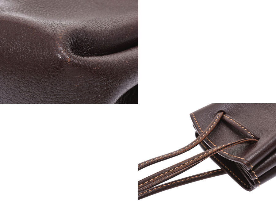 エルメス ヴェスパ ポーチ ダークブラウン系 GP金具 □C刻印