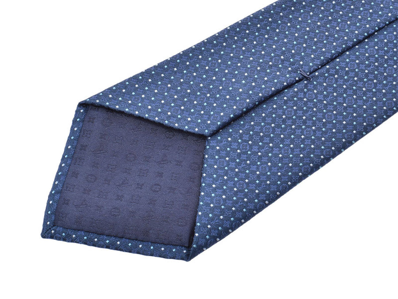 ルイヴィトン ネクタイ ドット柄 ネイビー メンズ シルク100% Aランク