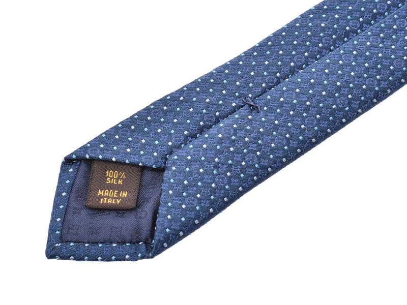 ルイヴィトン ネクタイ ドット柄 ネイビー メンズ シルク100% Aランク