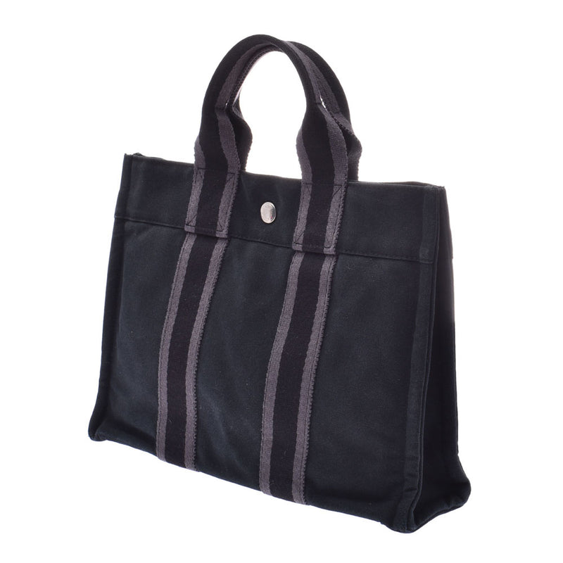 エルメスフールトゥ トートPM 黒/グレー ユニセックス キャンバス