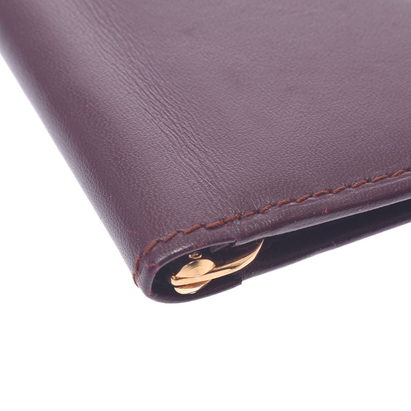 カルティエマスト マネークリップ付き二つ折り札入れ ボルドー ユニ