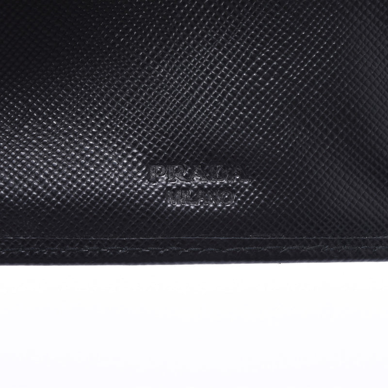 プラダマネークリップ付き二ツ折札入れ 黒 シルバー金具 メンズ 札入れ
