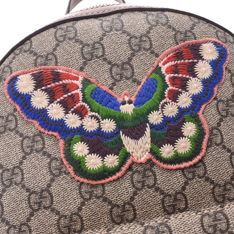グッチGGスプリーム バックパック 蝶 フラワー 日本限定 グレージュ系