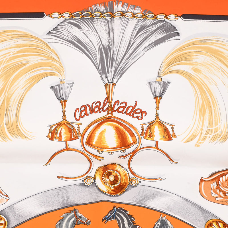 エルメスカレ90 Cavalcades/騎馬行進 オレンジ/ブラン/ルイユ