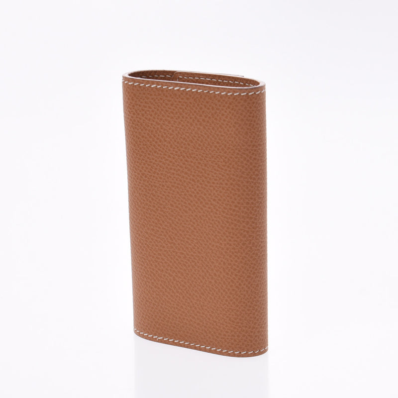 エルメスエチュイクレ4 4連キーケース ナチュラル シルバー金具 □J