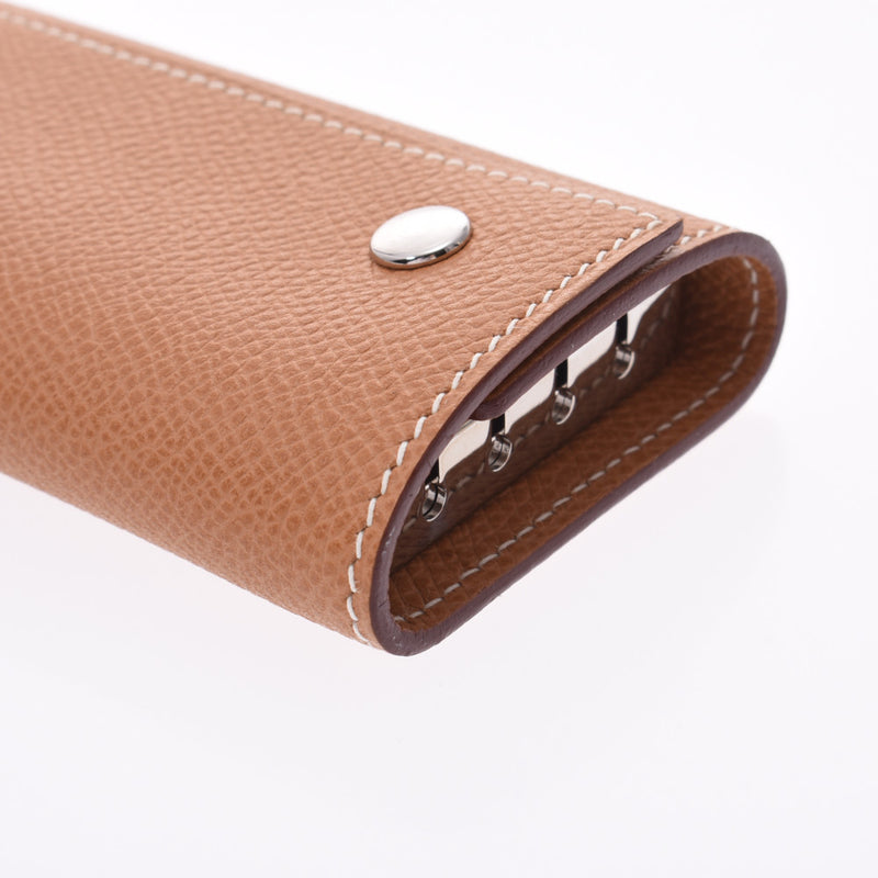 エルメスエチュイクレ4 4連キーケース ナチュラル シルバー金具 □J