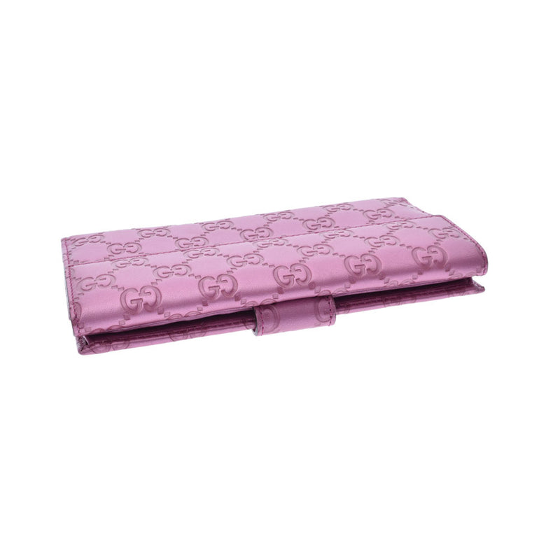 グッチグッチシマ 三ツ折財布 ピンク レディース PVCコーティング